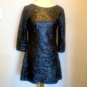 Black Sequin Mini Dress with open back